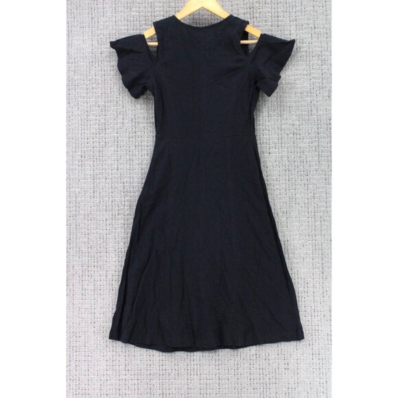 Mo:vint By Anthropologie Fit & Flare Dress Women XS Black Solid Short Sleeve NWT - Picture 5 of 7